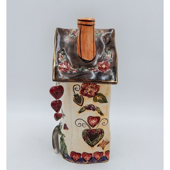 Blue Sky Clayworks Heather Goldminc Heart House Candle Luminary 2001 No Base - Picture 2 of 12